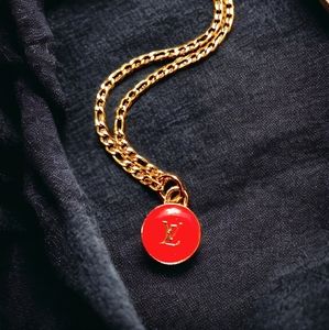 Round Charm  on a gold plated stainless steel necklace